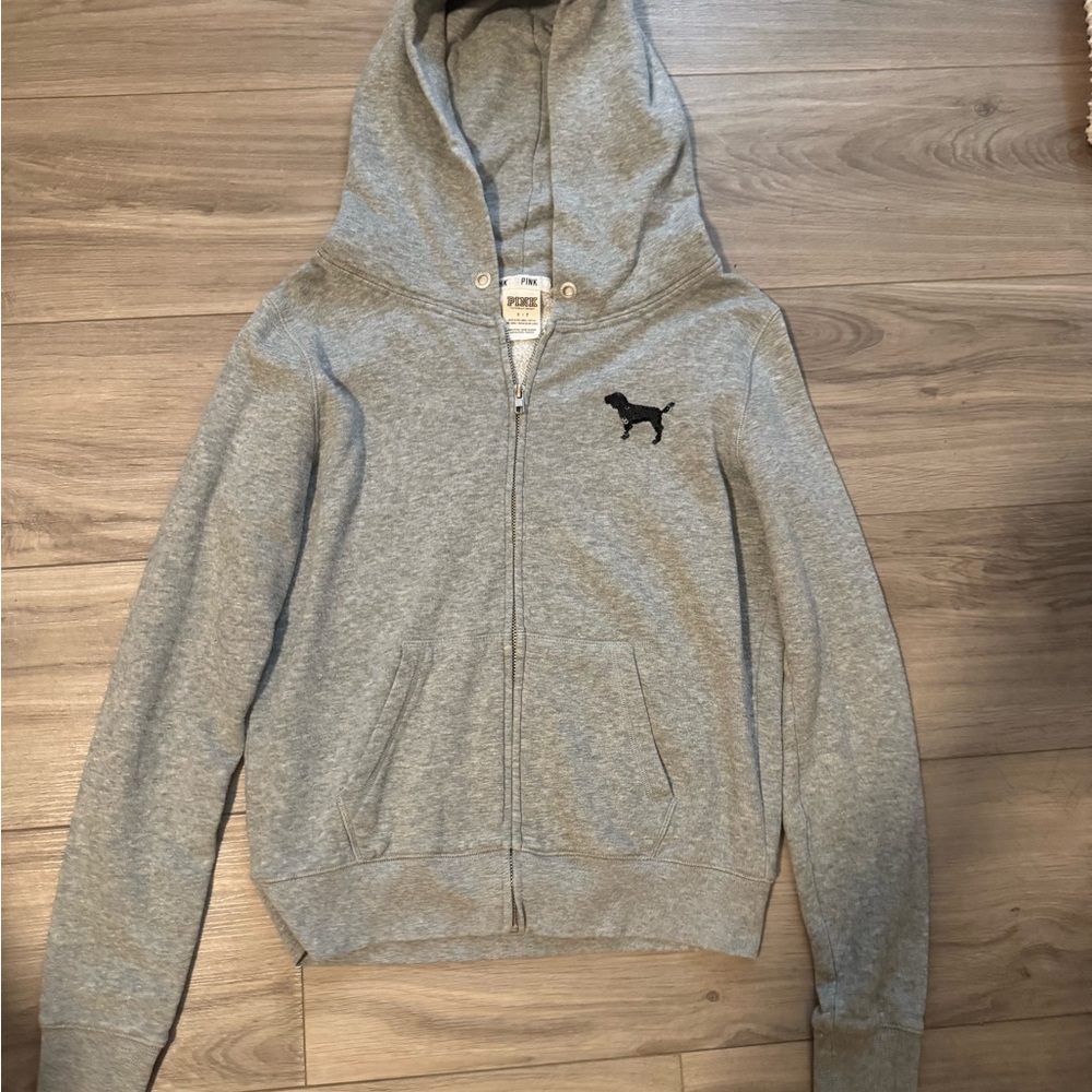 Victoria's Secret PINK Gray Zip-Up Hoodie LIMITED EDITION PRINT